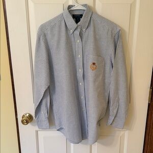 Lauren Ralph Lauren Blue and White Striped Button-Down Shirt
